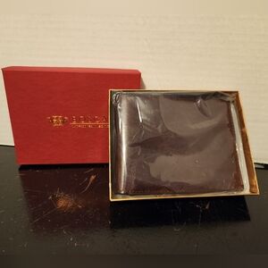 Vintage BOSCA Brown Leather Hand Stained Hide Bifold Wallet in Original Box USA